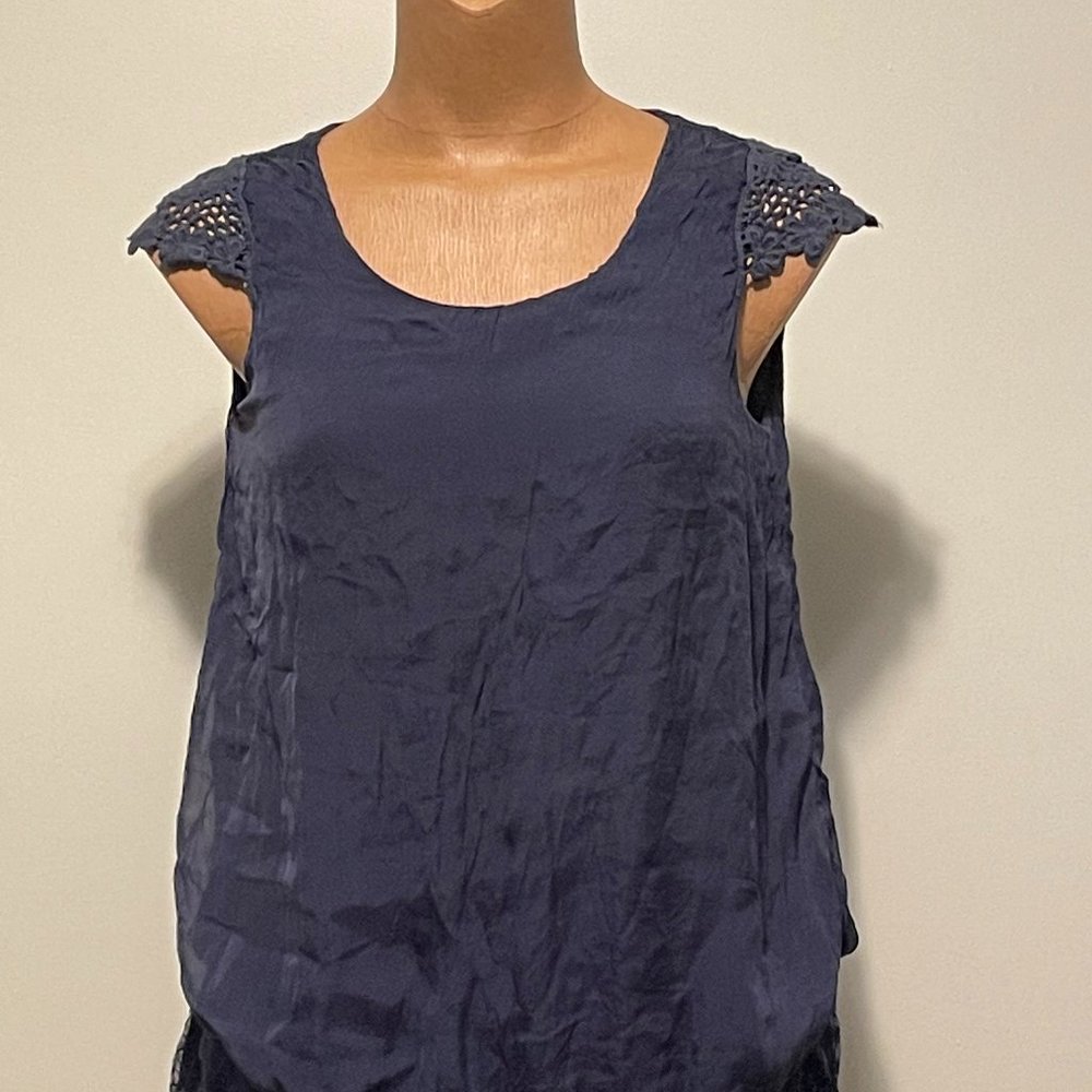 CARLA CONTI - navy blue top - size large